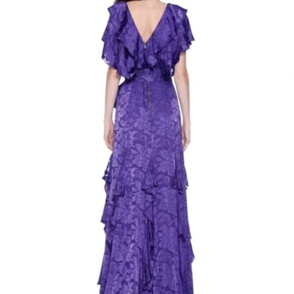 Alice + Olivia Tessa Floral Ruffle Silk-blend Dress NWT in Purple Size 8 - Picture 2 of 16